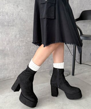 WEGO ストレッチヒールショートブーツ ブラックその他