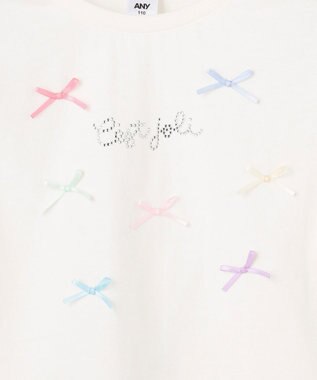 ANY KIDS 【綿100%】リボンアソート 長袖Tシャツ オフホワイト