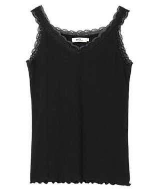 earth music&ecology ダブルレースタンクトップ Black
