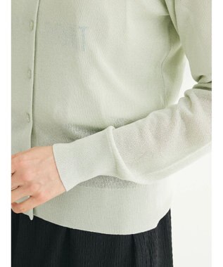 Green Parks ラメクルーネックカーディガン Light Green