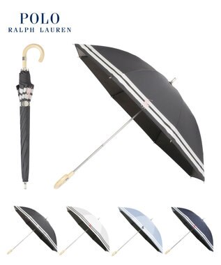 MOONBAT POLO RALPH LAUREN（ポロ ラルフローレン）晴雨兼用日傘 ボーダー ポロポニー 長傘 遮光率100％ 遮熱 UV