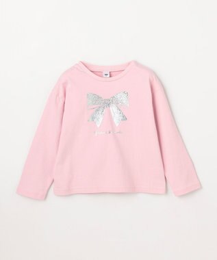 ANY KIDS 【綿100%】リボンアソート 長袖Tシャツ ピンク