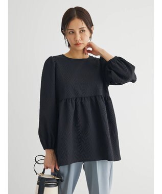 Green Parks ・ＥＬＥＮＣＡＲＥ　ＤＵＥ　フクレジャカードブラウス Black