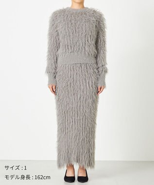 NAVE 【ReNAVE・洗える】メルティーシャギーニット プルオーバー ライトグレー系