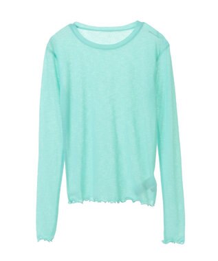 earth music&ecology シアーリブロゴ刺繍プルオーバー Mint Green