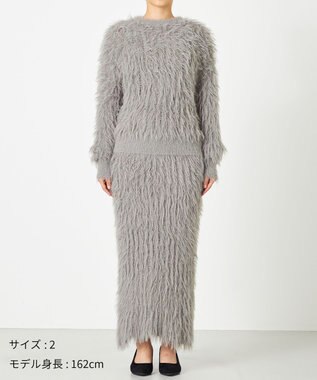 NAVE 【ReNAVE・洗える】メルティーシャギーニット プルオーバー ライトグレー系