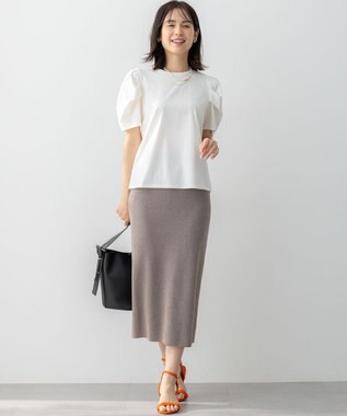 組曲 GIZAコットンタックスリーブ Tシャツ アイボリー系