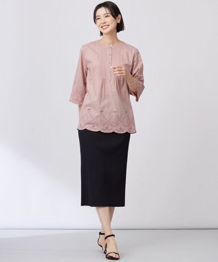 J.PRESS LADIES 【洗える】リブ ナロー スカート ブラック系