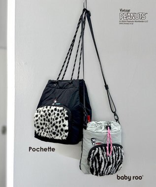 ROOTOTE 8411【スヌーピー】IP.ポシェット.ボア.ピーナッツ-9S 01：ブラック