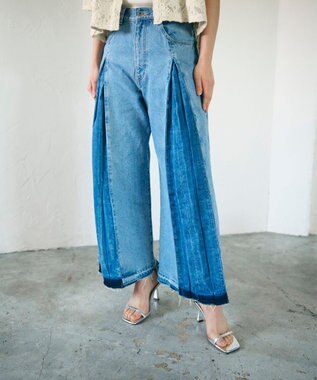 GRACE CONTINENTAL ボックスタックデニムパンツ インディゴ