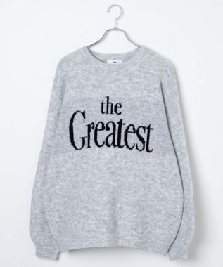 WEGO フラッフィーロゴジャガードニットプルオーバー ライトグレー