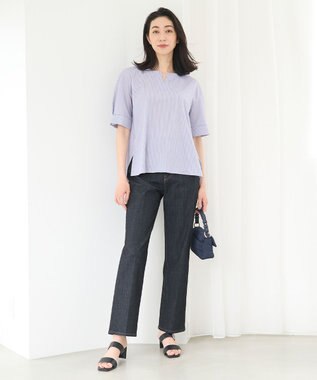 自由区 【WEB限定・洗える・XSサイズあり】トリコットジャージー カットソー スカイブルー系1