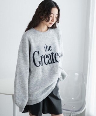 WEGO フラッフィーロゴジャガードニットプルオーバー ライトグレー