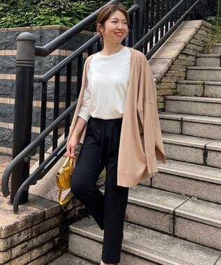 UNFILO スタイルアップニット カーディガン キャメル系