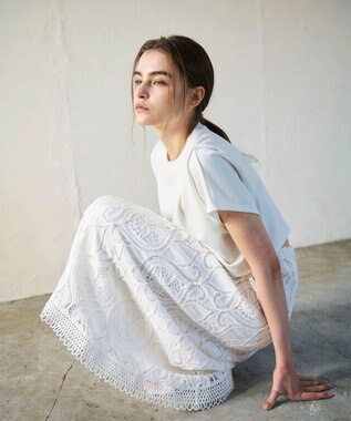 GRACE CONTINENTAL エンブロイダリーロングスカート ホワイト