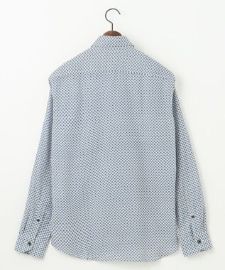 JOSEPH ABBOUD 【キングサイズ・エコ素材】 ヘキサゴンジオメトリックパターン シャツ サックスブルー系5