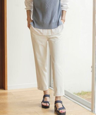 J.PRESS LADIES L 【洗える・吸水速乾】麻シェルドライ テーパード パンツ アイボリー系