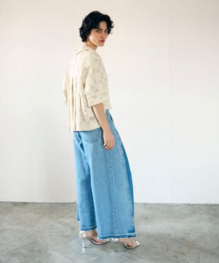 GRACE CONTINENTAL ボックスタックデニムパンツ インディゴ