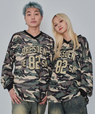 WEGO 【ユニセックス着用ITEM/MLサイズ展開】カモフラナンバリングホッケーT（LS） カーキ