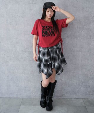 WEGO グラフィックショートサイドリボンドロストT 柄9