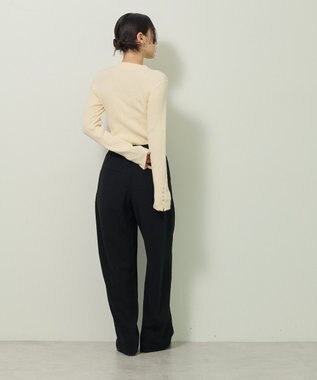 Green Parks もちやわ袖口釦リブニットプルオーバー Off White