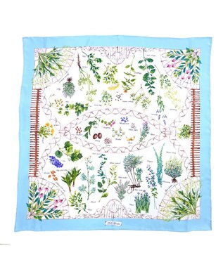 Marca ＜春の新色！＞【伝統横濱スカーフ】ハーブガーデン 大判 シルクツイル スカーフ ライトブルー