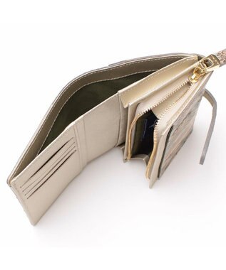 A.D.M.J. 【スネークレザー】アールデコモチーフロングウォレット スカイ/ピンク