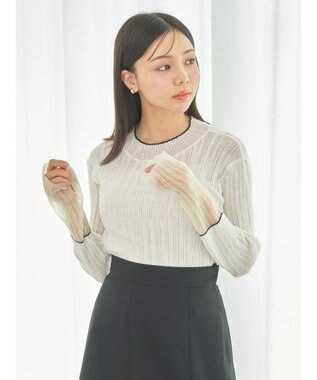 earth music&ecology シアー配色リブプルオーバー White