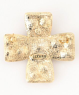 自由区 クロス ブローチ ゴールド系