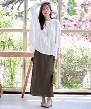 Tiaclasse 【選べる】フレア＆タイトカノコスカート セミタイト：カーキ