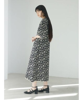 Green Parks ａ．ニットジャガード柄ワンピース Black