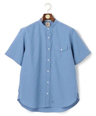 J.PRESS MEN 【HYBRID LINEN】 バンドカラーシャツ サックスブルー系