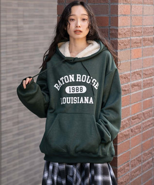 WEGO 【ユニセックス着用ITEM/裏起毛】カレッジロゴボアパーカー