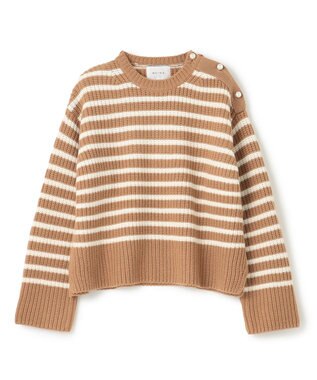 BEIGE， PONT NEUF/ ボーダーニットトップス Camel×Ecru
