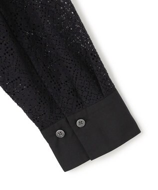 UNFILO ブロックレース バンドカラーシャツ ブラック