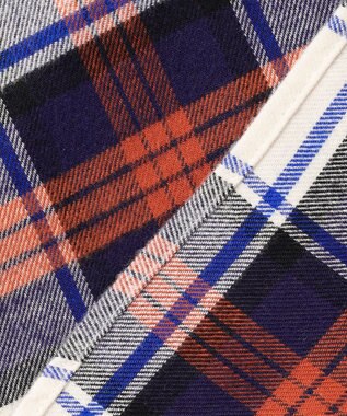 J.PRESS LADIES コットン起毛タータンチェック ショート丈 シャツ ブラウス オフ×ネイビー×レッドチェック系