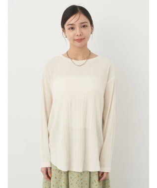 earth music&ecology コットンシアークルーネックプルオーバー Ivory