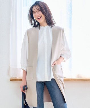 ANY L 【洗濯機可能】スタイルアップ ニットジレ サンドベージュ