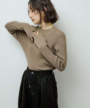 Green Parks 袖口金釦リブニットプルオーバー Light Beige