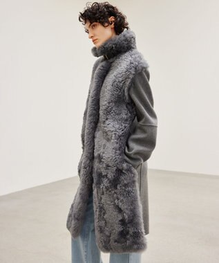 BEIGE， DANDEL / ミドル丈ムートンコート Md Gray