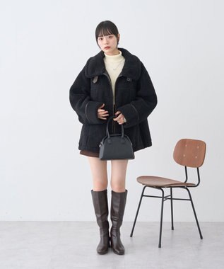 earth music&ecology ボアZIPブルゾン Black