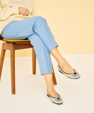 steppi 【洗える/撥水】ビジュー付 スクエア パンプス シルバー