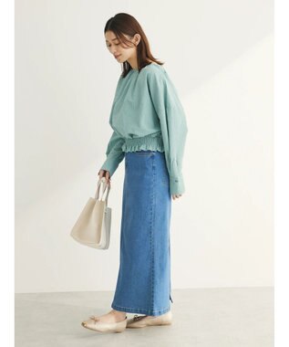 Green Parks 裾シャーリングブラウス Mint