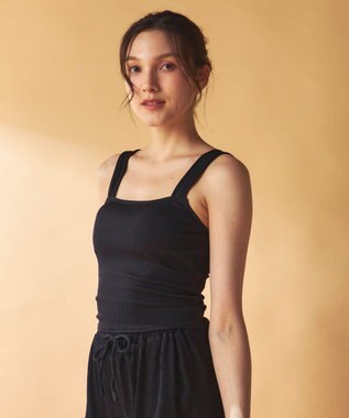 OP／FILA 【Ocean Pacific】シワ加工ラッシュガード付き タンキニデザイン水着4点セット ブラック