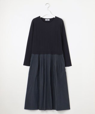J.PRESS LADIES 【WEB限定・洗える】ニット コンビ ワンピース ネイビー系