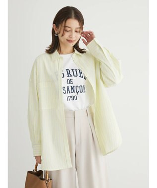 Green Parks イージーケア　ドビーストライプシャツ Yellow