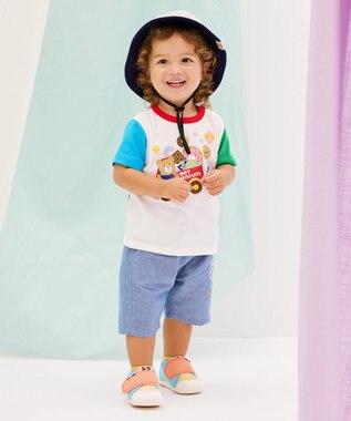 MIKI HOUSE HOT BISCUITS 【48-54cm】 日よけ付き サファリハット 赤×紺