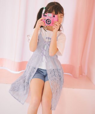 ANY KIDS 【2点セット】Tシャツ×レース キャミソールチュニック ホワイト