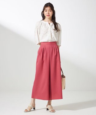 ANY SIS L 【接触冷感・UVカット・速乾】スムージーポリエステルタックフレア パンツ レッド