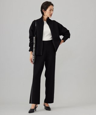 ICB 【洗える】シンセティックダブルフェイス  ニットトラックパンツ ブラック系